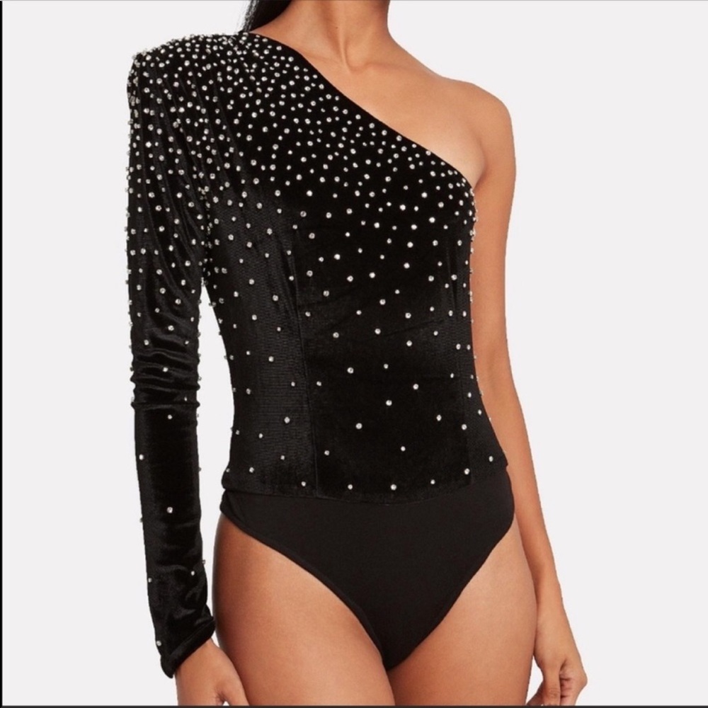 Retrofete velvet black embellished bodysuit size L